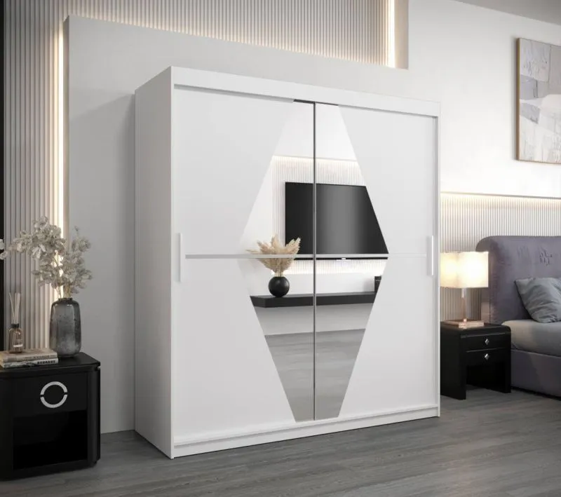 180 cm breiter Kleiderschrank mit 2 Türen | 10 Fächer | Farbe: Weiß Abbildung