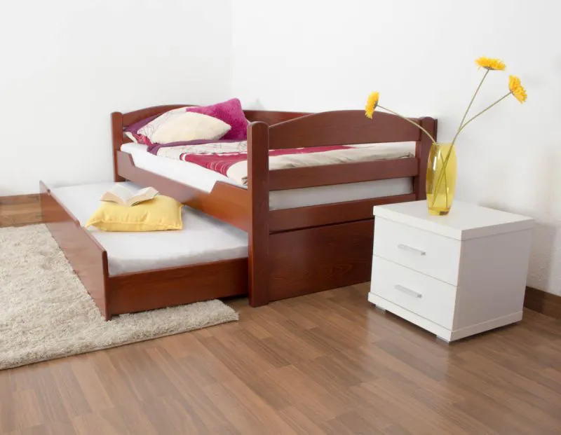 Buche Stauraumbett Bettgestell 90 x 200 cm Kirsche Abbildung