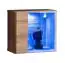 Außergewöhnliche Wohnwand mit Push-to-open Funktion Volleberg 04, Farbe: Eiche Wotan - Abmessungen: 140 x 260 x 40 cm (H x B x T), mit LED-Beleuchtung