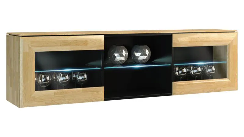 Wandschrank Eiche / Schwarz 48x182x35 cm Abbildung