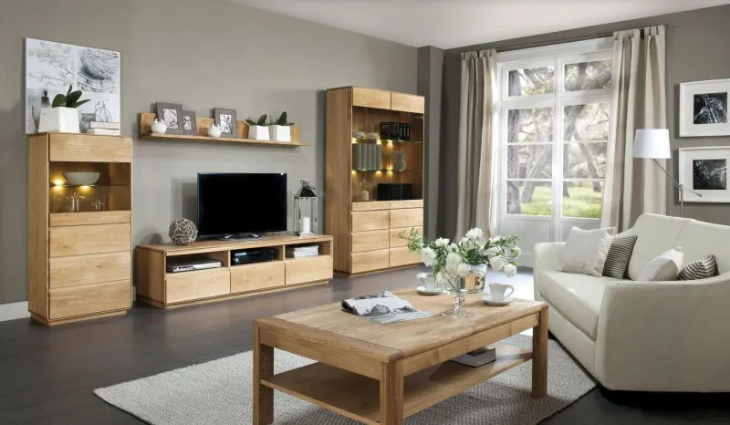 Wohnzimmermöbel Wohnzimmer Komplett - Set B Fazenda, 5 - teilig, teilmassiv, Farbe: Natur Abbildung