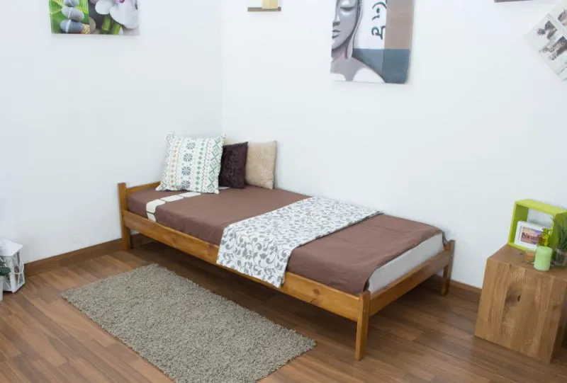 Massivholz Bettgestell Kiefer 90 x 200 cm Eiche Abbildung