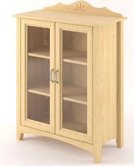 Esszimmerschrank, Vitrine, 100 cm breit, Kiefer massiv, Optik: Natur Abbildung