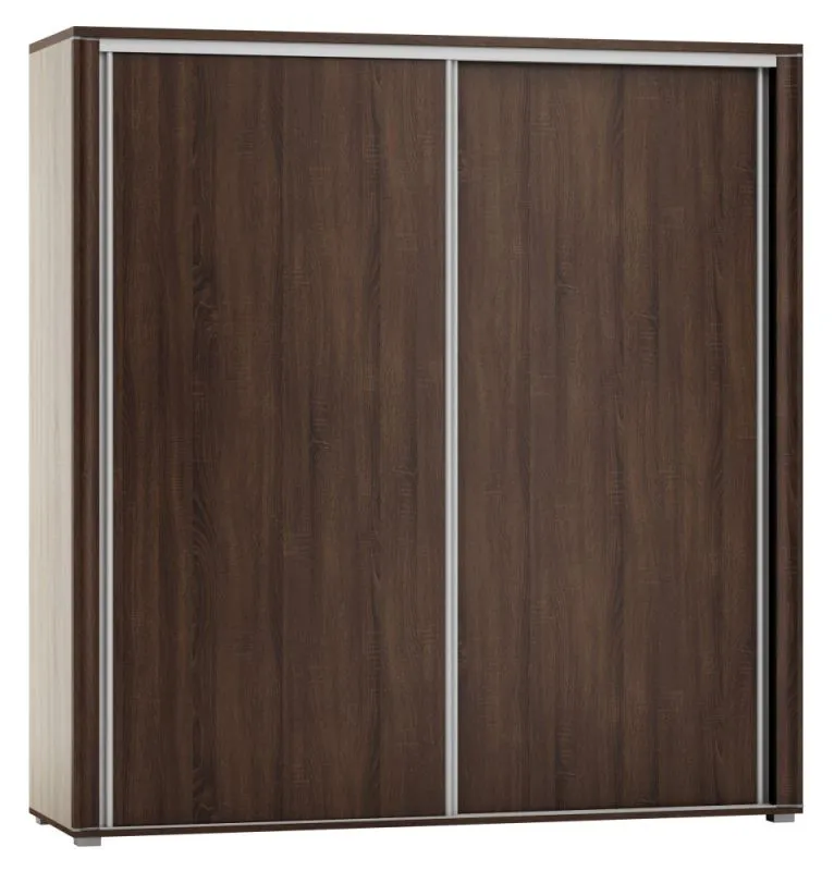 Schiebetürenschrank / Kleiderschrank Aitape 18, Farbe: Sonoma Eiche dunkel - Abmessungen: 188 x 180 x 60 cm (H x B x T)