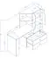 Schreibtisch mit Schrankanbau Sirte 11, Farbe: Eiche / Weiß  Hochglanz - Abmessungen: 153 x 150 x 50 cm (H x B x T)