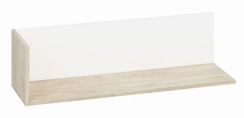 Jugendzimmer - Hängeregal / Wandregal Forks 09, Farbe: Eiche / Weiß - Abmessungen: 25 x 93 x 28 cm (H x B x T)