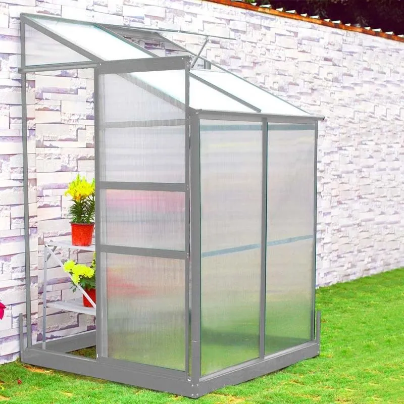 Anlehngewächshaus Paprika 01, Abmessungen: 125 x 124 x 221 cm (L x B x H), Farbe: Silber