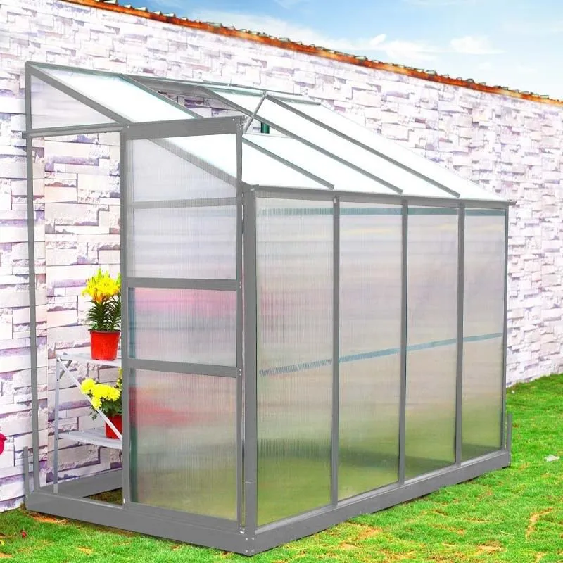 Anlehngewächshaus Paprika 02, Abmessungen: 245 x 124 x 221 cm (L x B x H), Farbe: Silber