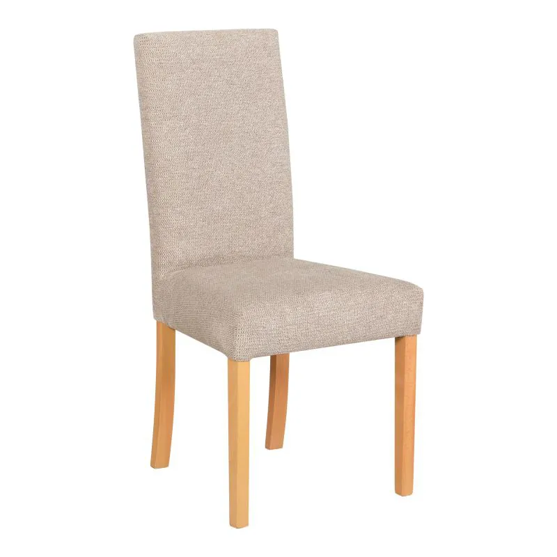 Heller Stuhl Rujen bequem gepolstert, Bezug in beige aus PES und Nylon, Sitzhöhe 48 cm, Polster aus T-25 Schaum, Buchenmassivholz in Grandson Eiche