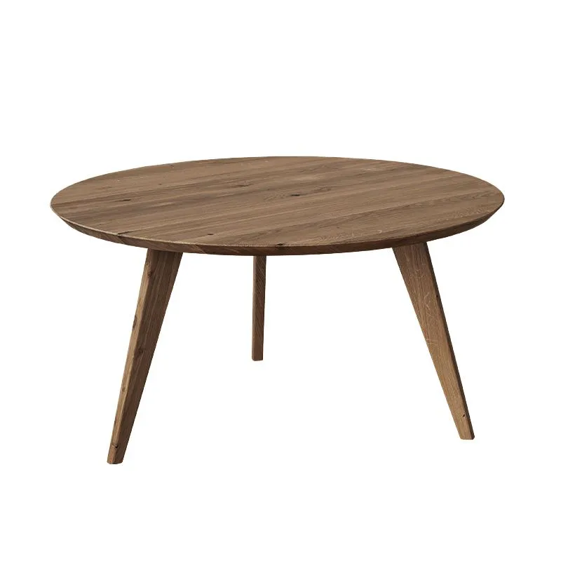 Einfacher Couchtisch Erdre 04, mit 90 cm Durchmesser, aus Massivholz Eiche, Farbe: Tabacco, Maße: 90 x 90 x 48 cm, Tischplatte: 2 cm, hochwertige Verarbeitung