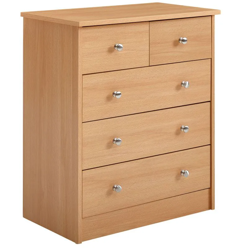 Vielseitig verwendbare Kommode, Farbe: Buche - Abmessungen: 70 x 60 x 35 cm (H x B x T), mit 5 Schubladen