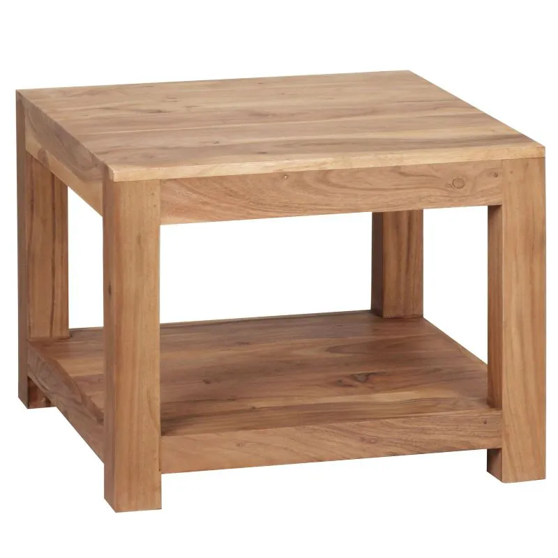 Quadratischer Couchtisch aus Akazie Massivholz, Farbe: Akazie - Abmessungen: 45 x 60 x 60 cm (H x B x T), mit schöner natürlicher Holzmaserung