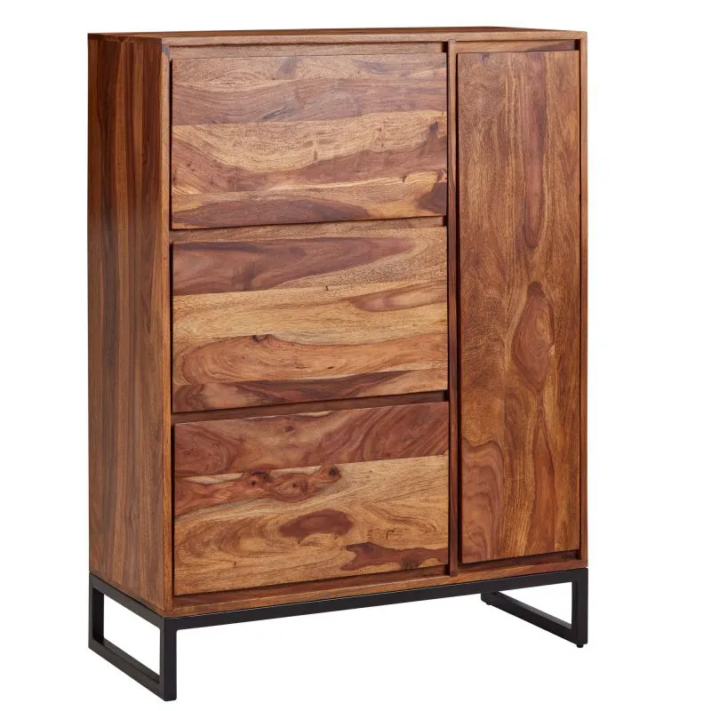Schuhschrank aus Sheesham Massivholz, Farbe: Sheesham - Abmessungen: 120 x 88 x 40 cm (H x B x T)