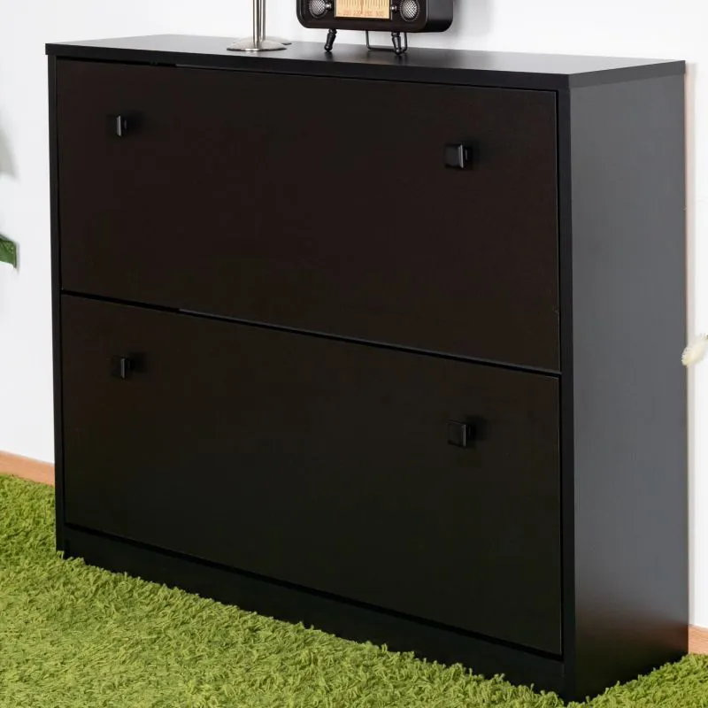 Schuhschrank Cikarang 13, Farbe: Schwarz - Abmessungen: 82 x 100 x 26 cm (H x B x T)