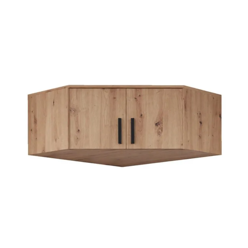 Schrankaufsatz für Fafe 08 | Eiche Artisan | 2 Türen | Soft Close | Holzoptik | 40 x 91 x 91 cm | ausreichend Platz | Griffe: schwarzfarben | eckig