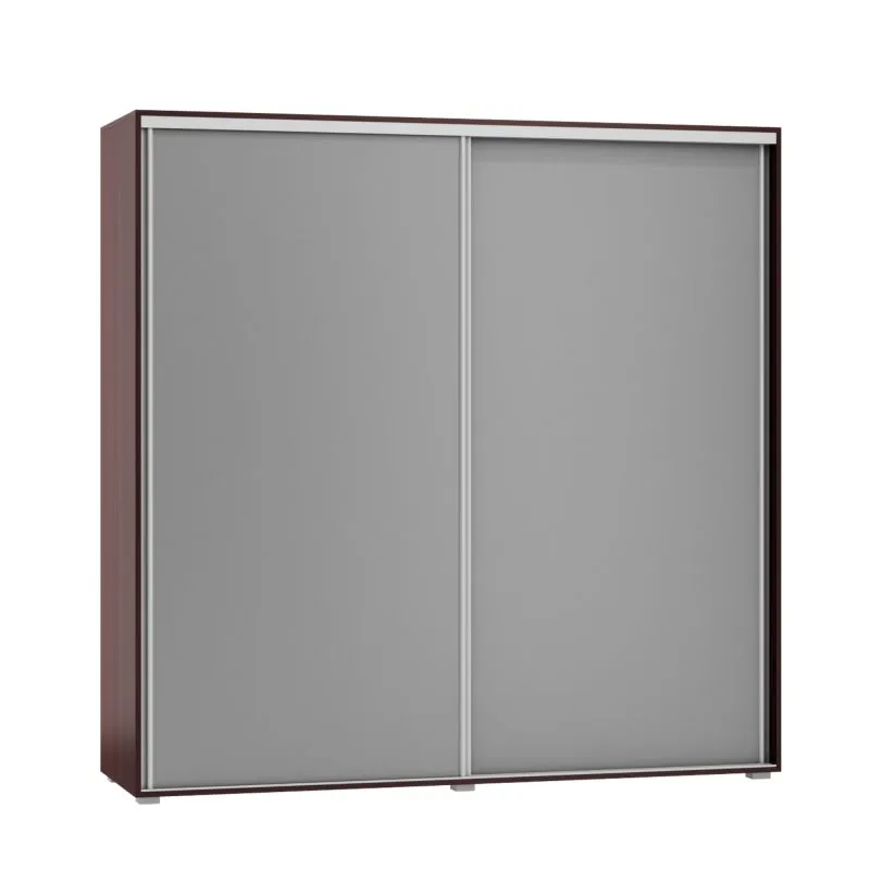 Schiebetürenschrank / Kleiderschrank Tabubil 32, Farbe: Wenge / Grau - Abmessungen: 200 x 200 x 60 cm (H x B x T)