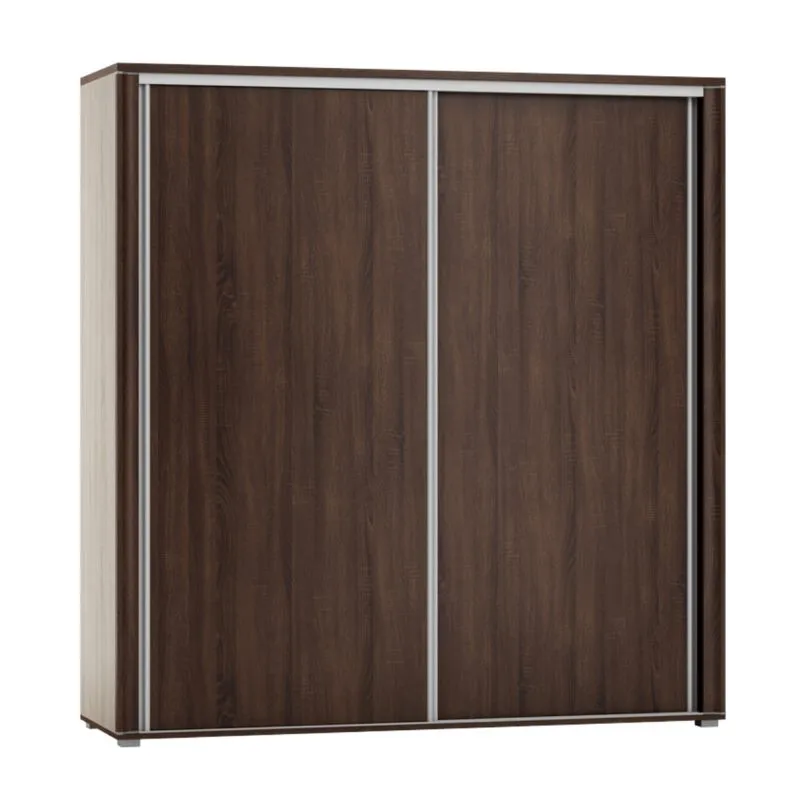 Schiebetürenschrank / Kleiderschrank Aitape 18, Farbe: Sonoma Eiche dunkel - Abmessungen: 188 x 160 x 60 cm (H x B x T)
