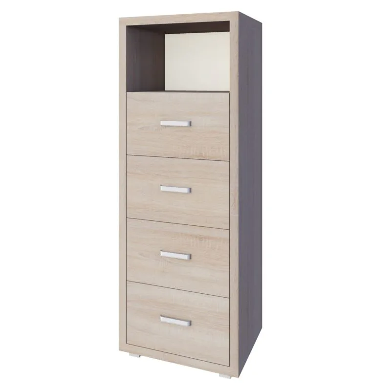Kommode Kerowagi 01, Farbe: Sonoma Eiche - Abmessungen: 150 x 55 x 41 cm (H x B x T)