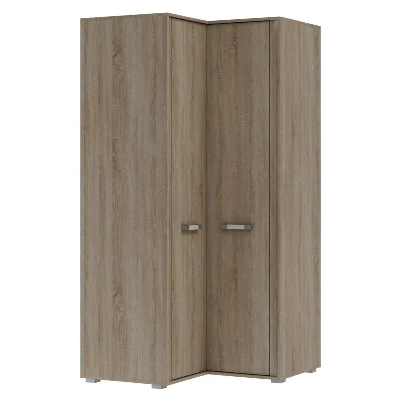 Drehtürenschrank / Eckkleiderschrank Kundiawa 38, Farbe: Sonoma Eiche hell - Abmessungen: 200 x 100 x 100 cm (H x B x T)