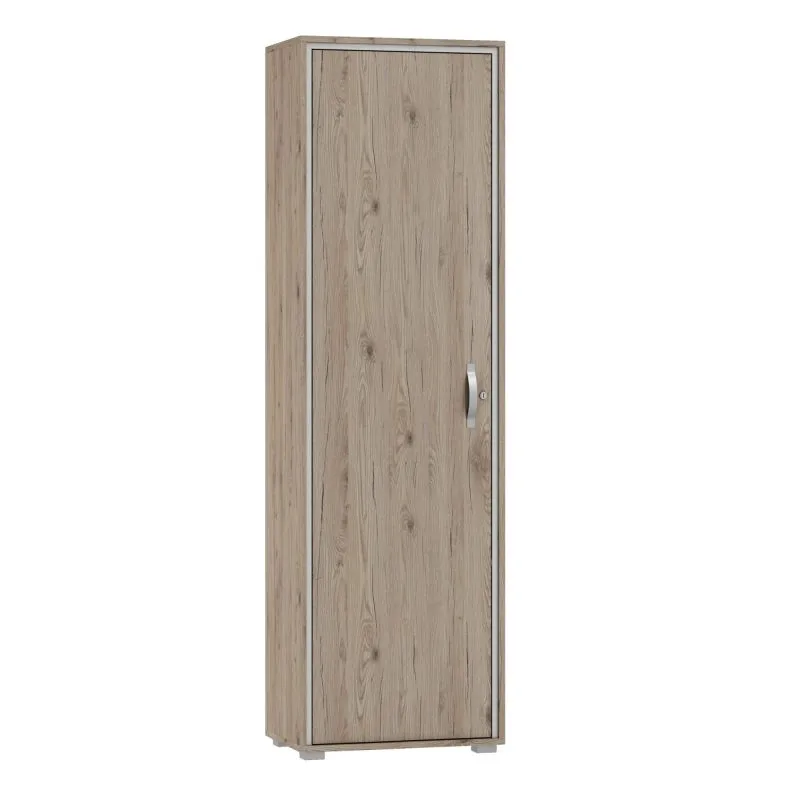 Schrank Cianjur 15, Farbe: Eiche / Weiß - Abmessungen: 209 x 50 x 40 cm (H x B x T)