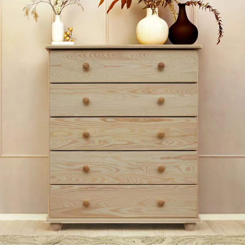 Kommode Kiefer massiv Vollholz natur Junco  136 - Abmessung: 100 x 80 x 42 cm (H x B x T)