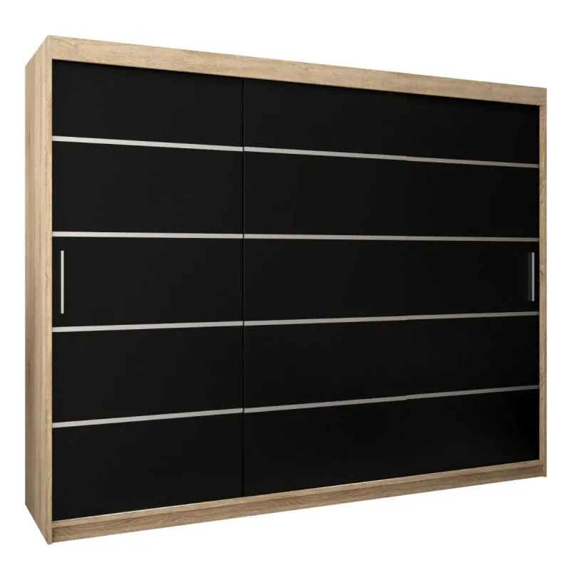 250 cm breiter Kleiderschrank mit 10 Fächern und 3 Türen | Farbe: Sonoma Eiche Abbildung