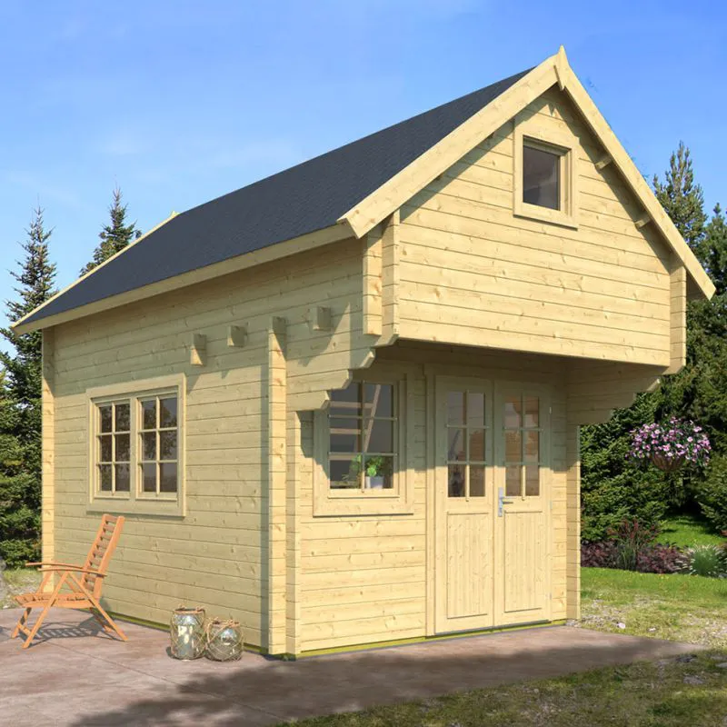 Gartenhaus 3,85 x 2,9 Meter (inkl. Dach) | Natur | Satteldach | 40 mm Blockbohlen Abbildung