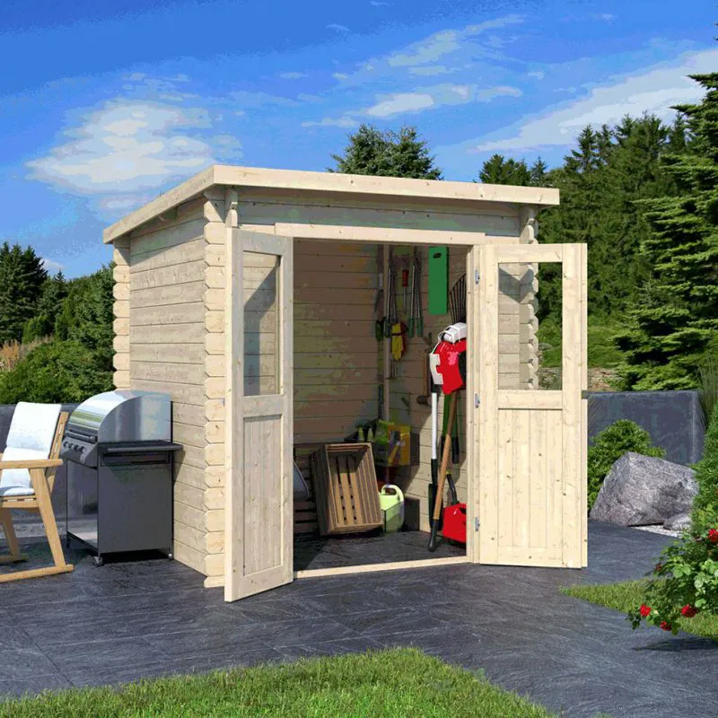 Holz-Gartenhaus 1,98 x 2,08 Meter (inkl. Dach) | Naturbelassen | Pultdach Abbildung