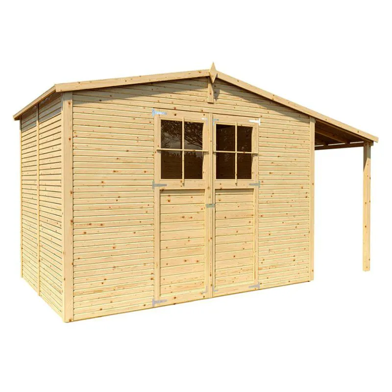 Holz-Gartenhütte 2,09 x 4,39 Meter (inkl. Dach) | Natur | Satteldach Abbildung