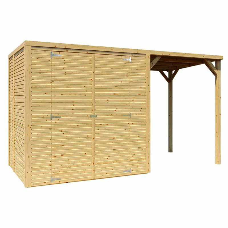 Holz-Gartenhütte 1,7 x 3,73 Meter (inkl. Dach) | Natur | Flachdach Abbildung