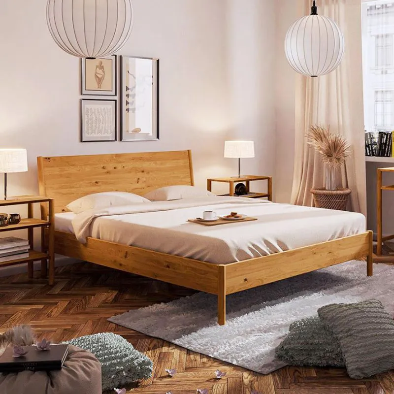 Eiche-Bett massiv | 160 x 200 cm | Wildeiche | Geölt | Natur Abbildung
