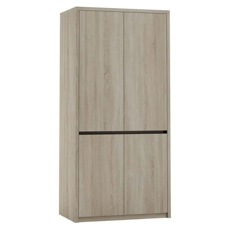 95 cm breiter Kleiderschrank mit 4 Türen | Farbe: Sonoma Eiche Abbildung