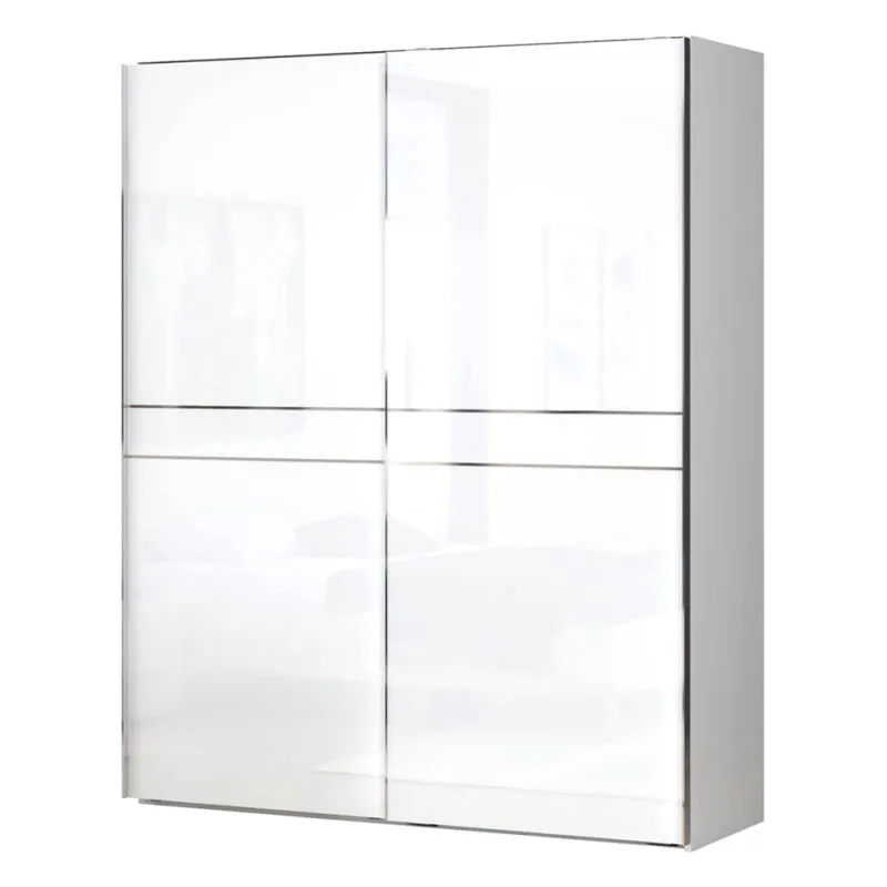 182 cm breiter Kleiderschrank mit 2 Türen | Farbe: Weiß Abbildung