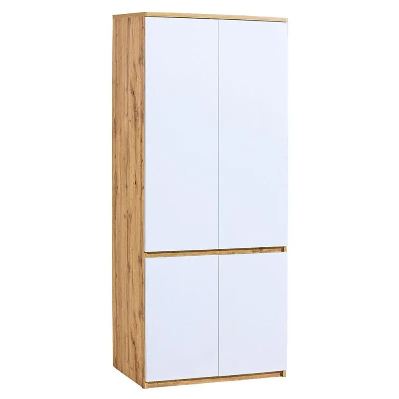 Jugendkleiderschrank, Farbe: Eiche / Weiß - Abmessungen: 195 x 80 x 52 cm (H x B x T) Abbildung