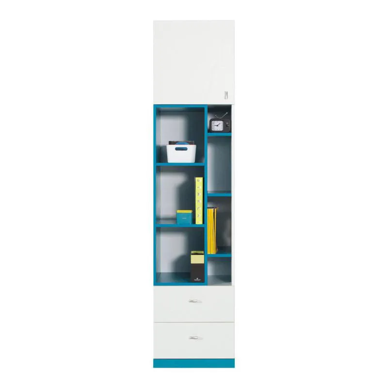 Jugendzimmer - Schrank schmal, Weiß / Türkis - Abmessungen: 195 x 45 x 40 cm (H x B x T) Abbildung