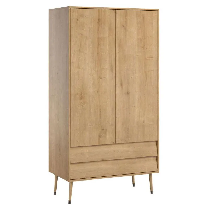 Kinderzimmer - Kleiderschrank, Farbe: Eiche - Abmessungen: 191 x 100 x 55 cm (H x B x T) Abbildung