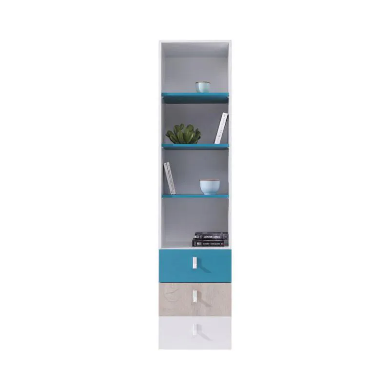 Schmaler Jugendkleiderschrank, Farbe: Eiche / Weiß / Blau - Abmessungen: 190 x 45 x 40 cm (H x B x T) Abbildung