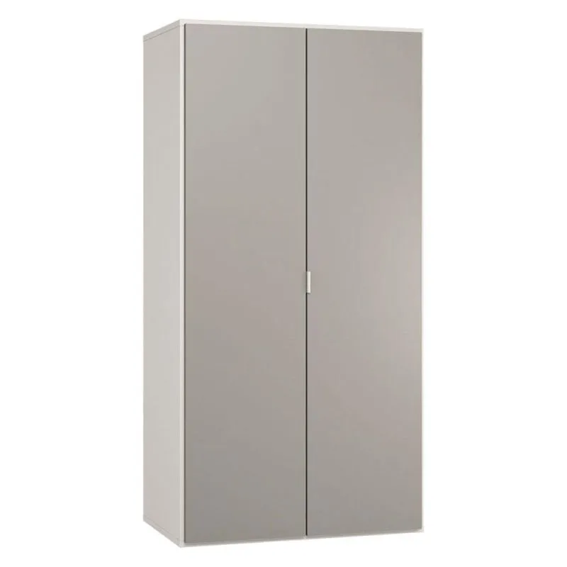 Jugendzimmer - Kleiderschrank mit LED, Farbe: Weiß / Grau - Abmessungen: 187 x 93 x 57 cm (H x B x T) Abbildung