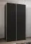 Kleiderschrank / Schiebetürenschrank | 2 Kleiderstangen | 2 Schiebetüren | 6 Fächer | 6 Einlegeböden | Soft-Close | Farbe: Schwarz | Soft-Close