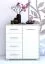 Kommode | Weiß / Eiche | Comarca 01 | 96 x 90 x 45 cm | 1 Türe | 4 Schubladen | 3 Fächer | Zweifarbig | Griffe silberfarben | weiße Front | Holzoptik