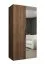 Kleiderschrank / Drehtürenschrank | Farbe: Walnuss | 1 Meter breit | eine Kleiderstange | Soft-Close | eine Spiegeltür | Griffe: Schwarz | ein Fach