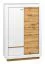 Kommode Temecula 04, Farbe: Eiche / Weiß - Abmessungen: 138 x 92 x 43 cm (H x B x T), mit 2 Türen und 6 Fächern