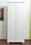 Kleiderschrank | 2 Drehtüren | 4 Fächer | mit Kleiderstange | 80 cm breit | Massivholz | Farbe: Weiß Abbildung