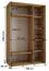 Schiebetürenschrank Mina in Weiß/Eiche, 235,2 x 150 x 60 cm, Metallgriffe in schwarz gehalten, Front aus laminierter Platte (16 mm), platzsparend