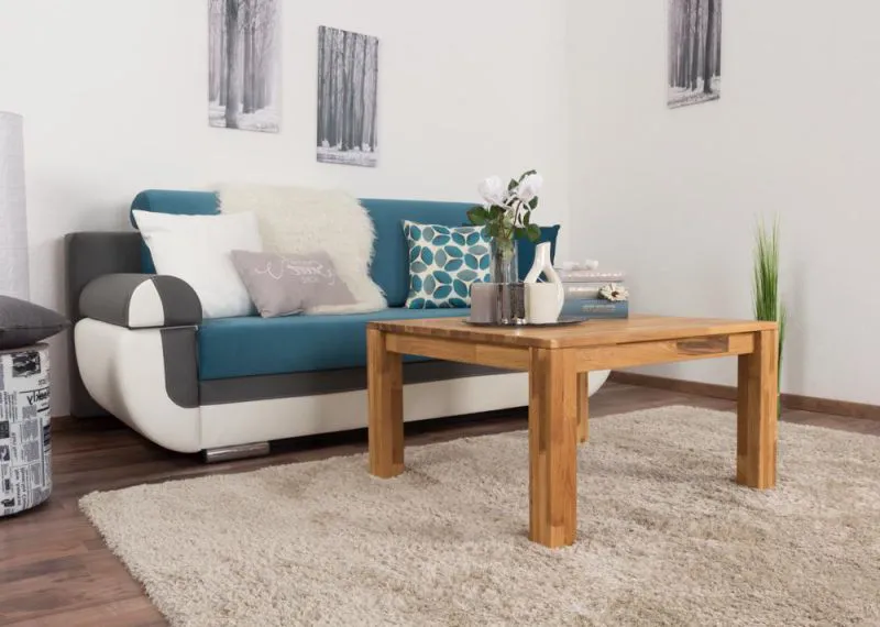 Couchtisch Eiche Massivholz Farbe: Natur 45x80x80 cm Wohnzimmermöbel Wohnzimmereinrichtung Abbildung
