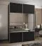 Kleiderschrank / Schiebetürenschrank | 245,5 x 180 x 64 cm | 2 Kleiderstangen | 2 Schiebetüren | 11 Fächer | Spiegel | Soft-Close | Farbe: Schwarz
