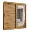 Schiebetürenschrank mit einer Spiegeltür Musala 13, Farbe: Eiche Artisan, 1,8 Meter breit, 10 Fächer, zwei Kleiderstangen, Aluminiumschienen, Kleiderschrank