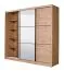 Dreitüriger Schiebetürenschrank Panevo 06, eine Spiegeltür, Farbe: Eiche Artisan, modernes Design, ABS-Kanten, Maße: 215,5 x 242 x 60 cm, 11 Fächer