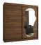 Kleiderschrank / Schiebetürenschrank | Farbe: Walnuss | eine Spiegeltür | 2 Meter breit | 10 Fächer | Aluminiumschienen | zwei Kleiderstangen