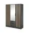 Dreitüriger Kleiderschrank mit Spiegel Leeds 06, Farbe: Graphit - Abmessungen: 200 x 155 x 51 cm (H x B x T)